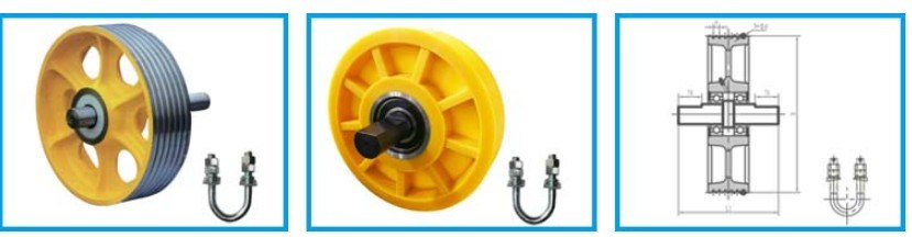 High Quality Elevator Traction System Cast Iron Deflector Sheave Spare Parts for Lift