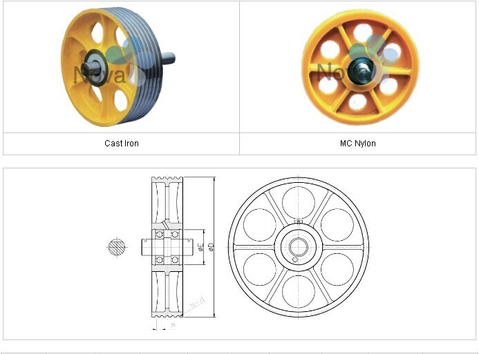 Lift Spare Parts Nylon or Cast Iron Elevator Deflector Sheave