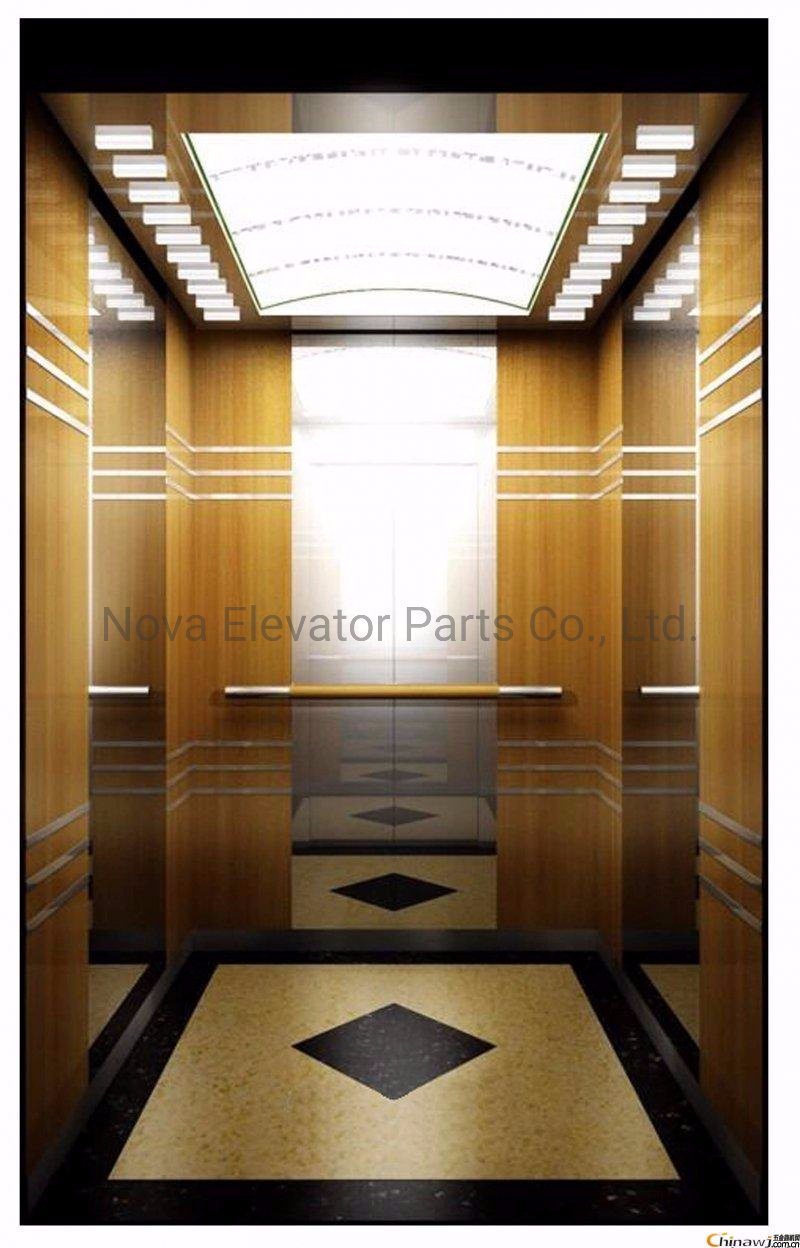 Passenger Elevator Cabin with Golden Mirror Etching