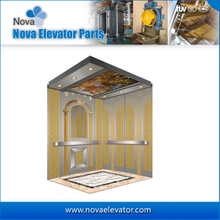 Passenger Elevator Cabin with Golden Mirror Etching