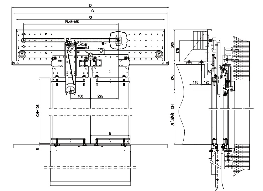 Good Performance 2 Panels Side Opening Elevator Lift Car Door Operator and Landing Door