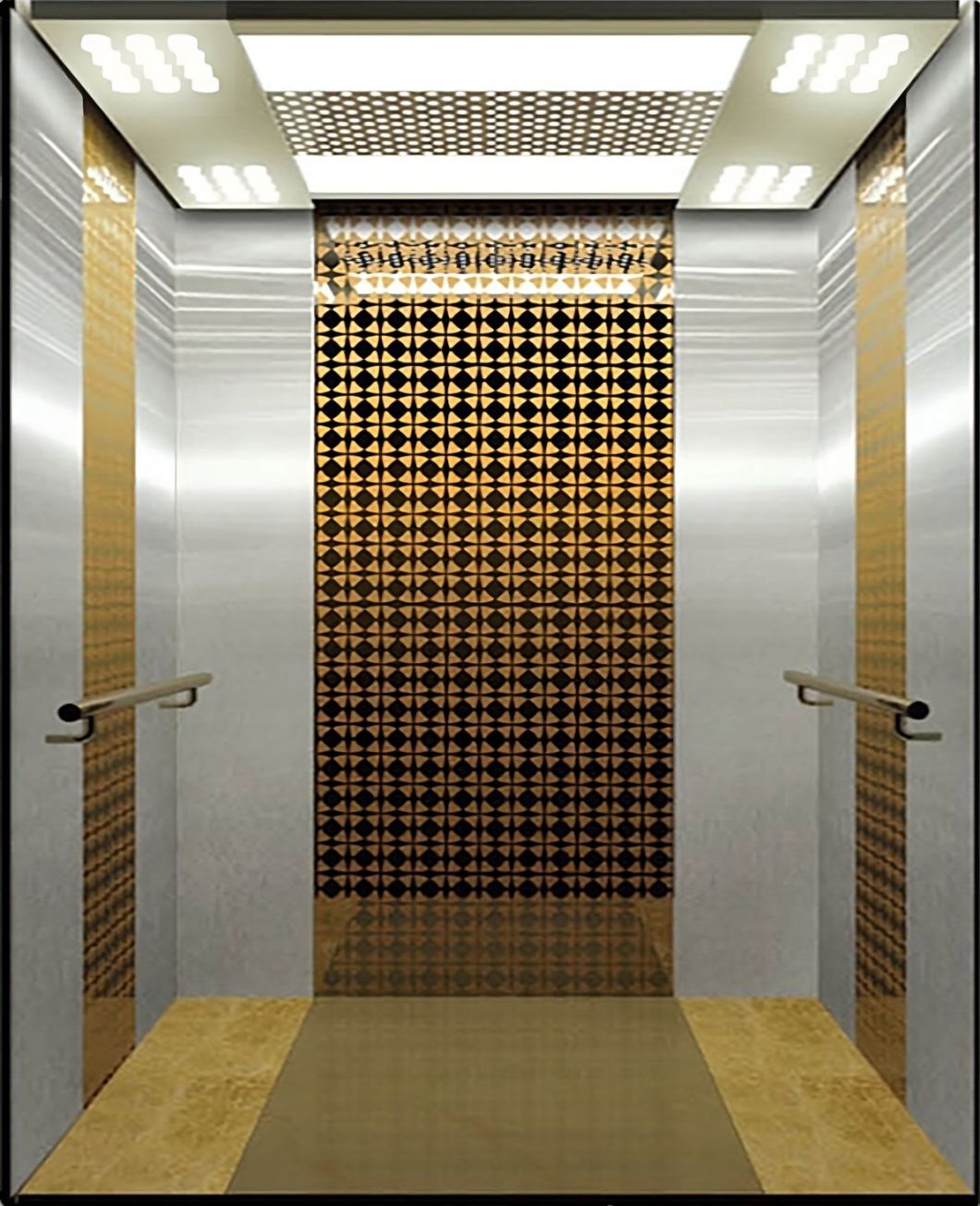 6-10 Persons Passenger Lift Luxurious Etching S. S Elevator Cabin