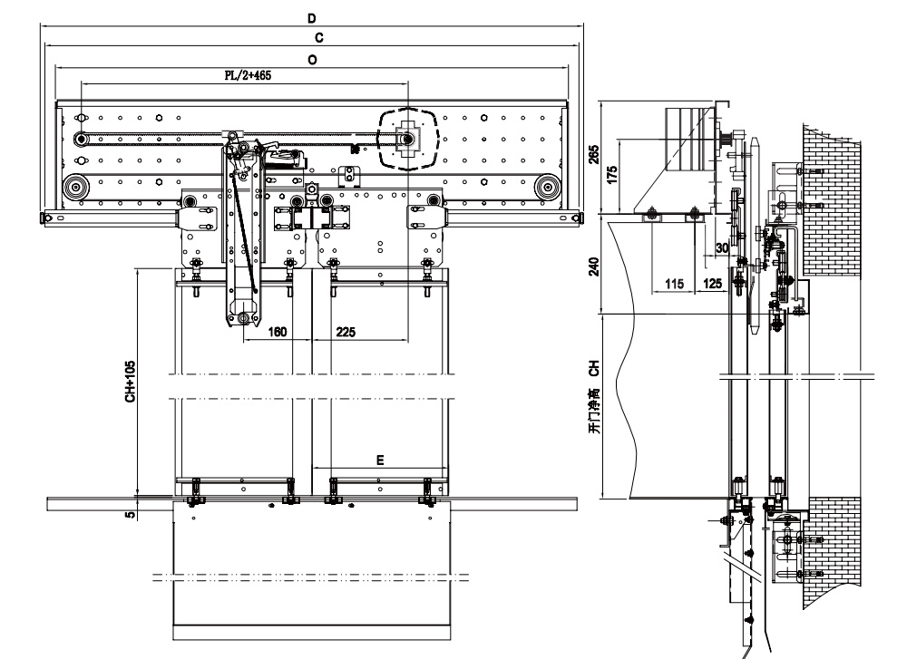 Elevator Door Parts Center Opening Landing Door Operator