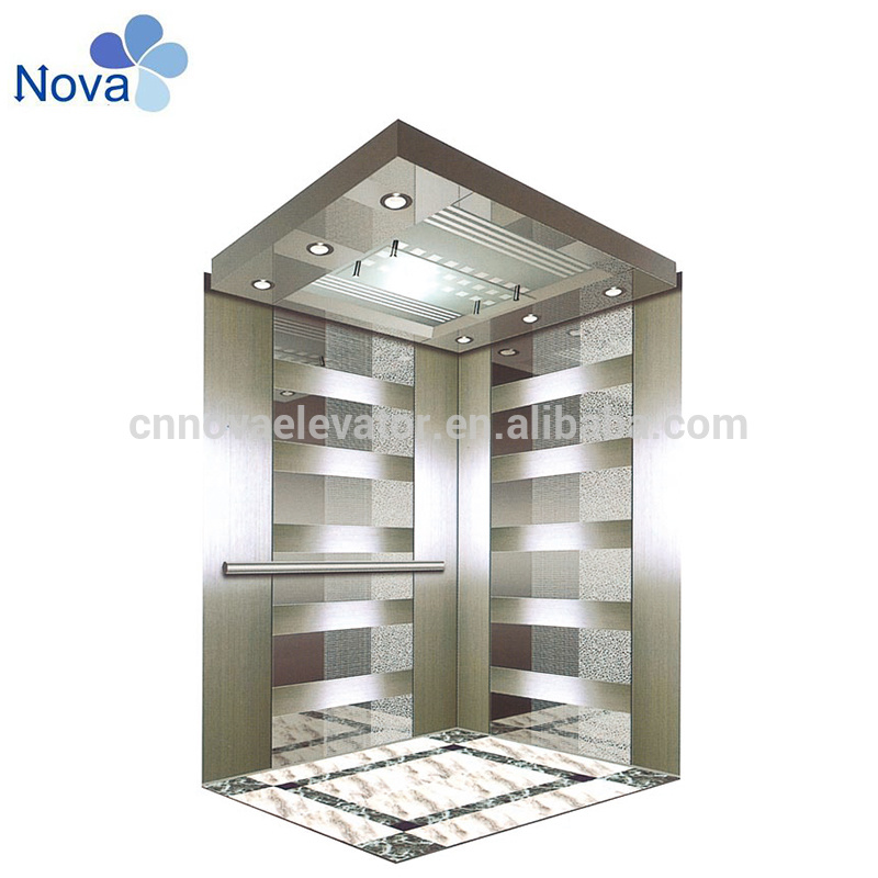 Golden Hairline Mirror Etching Stainless Steel Elevator Lift Cabin
