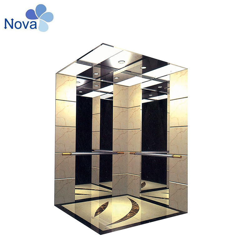 Golden Hairline Mirror Etching Stainless Steel Elevator Lift Cabin